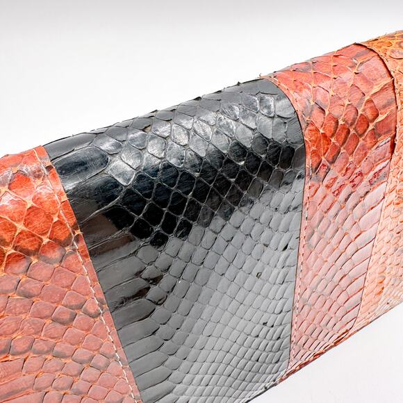 Vintage Snake Skin Envelope Clutch Wallet Hand-Stitched Embossed Design - Picture 10 of 13